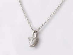 14KT White Gold Solitaire Heart Cut Diamond Pendant Necklace
