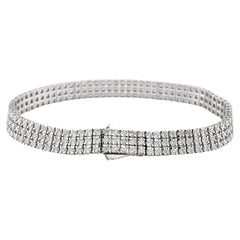 14KT White Gold Sophisticated 3-Row Diamond 4.99 Cts Tennis Bracelet
