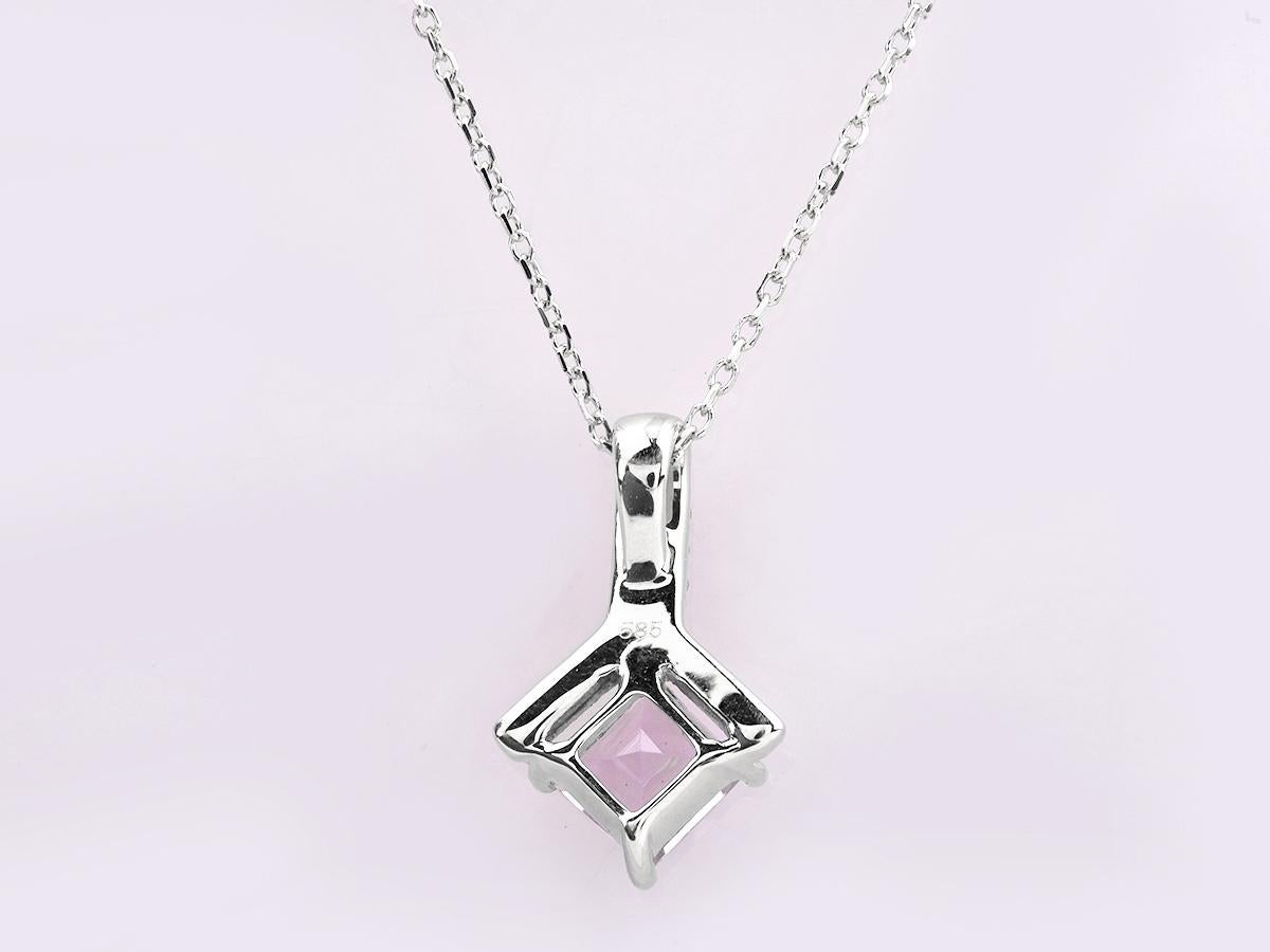 Pendentif pendentif carré en or blanc 14KT avec améthyste et diamant en vente 2