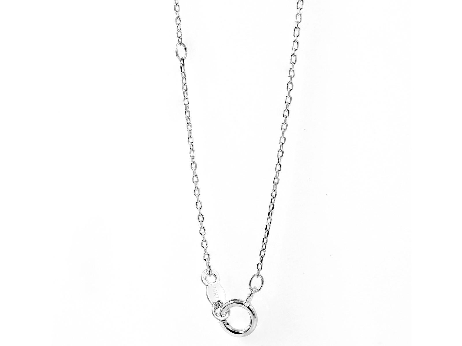 14KT Weißgold Sterling Blauer Saphir und weißer Diamant Schmetterlingshalskette im Angebot 3