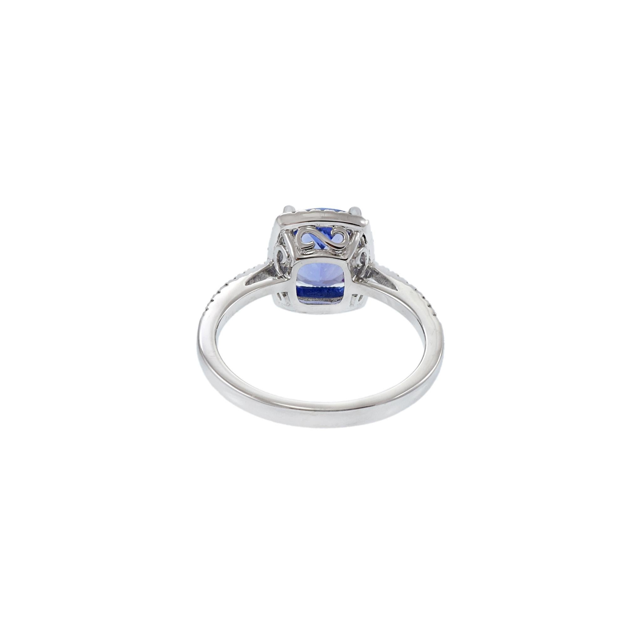 14KT Weißgold Tansanit und Diamantring im Angebot 5