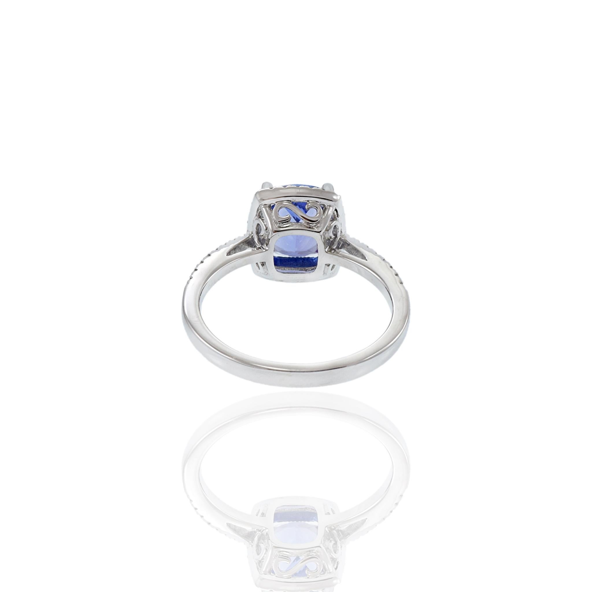 14KT Weißgold Tansanit und Diamantring im Angebot 6