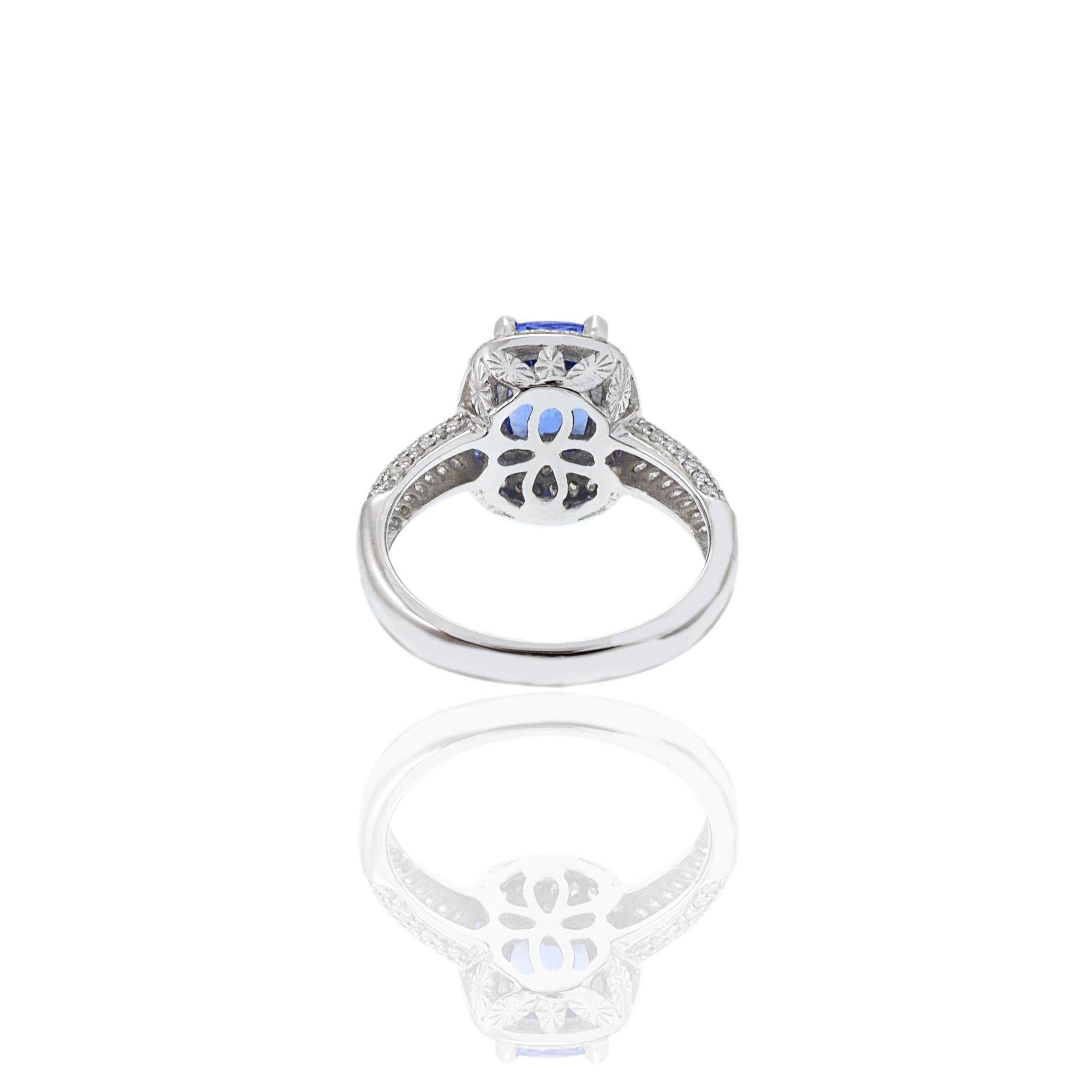14KT White Gold Tanzanite And Diamond Ring For Sale 2