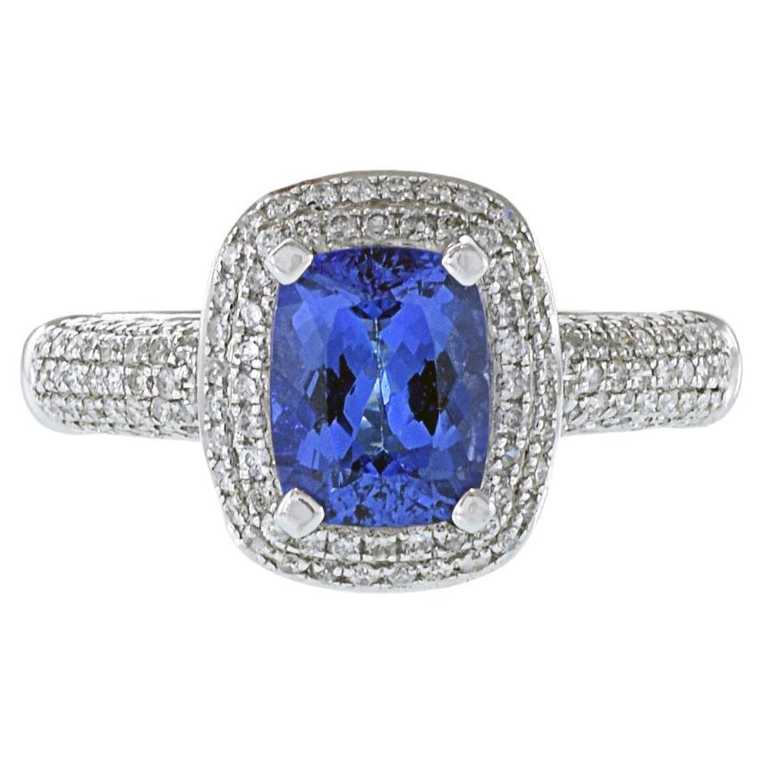 14KT White Gold Tanzanite And Diamond Ring