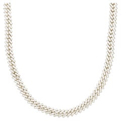 14kt White Gold Thin Cuban Link Chain with 16.80ct Diamonds