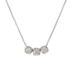 14KT White Gold Three Stone Diamond Necklace