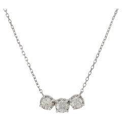 14KT White Gold Three Stone Diamond Necklace