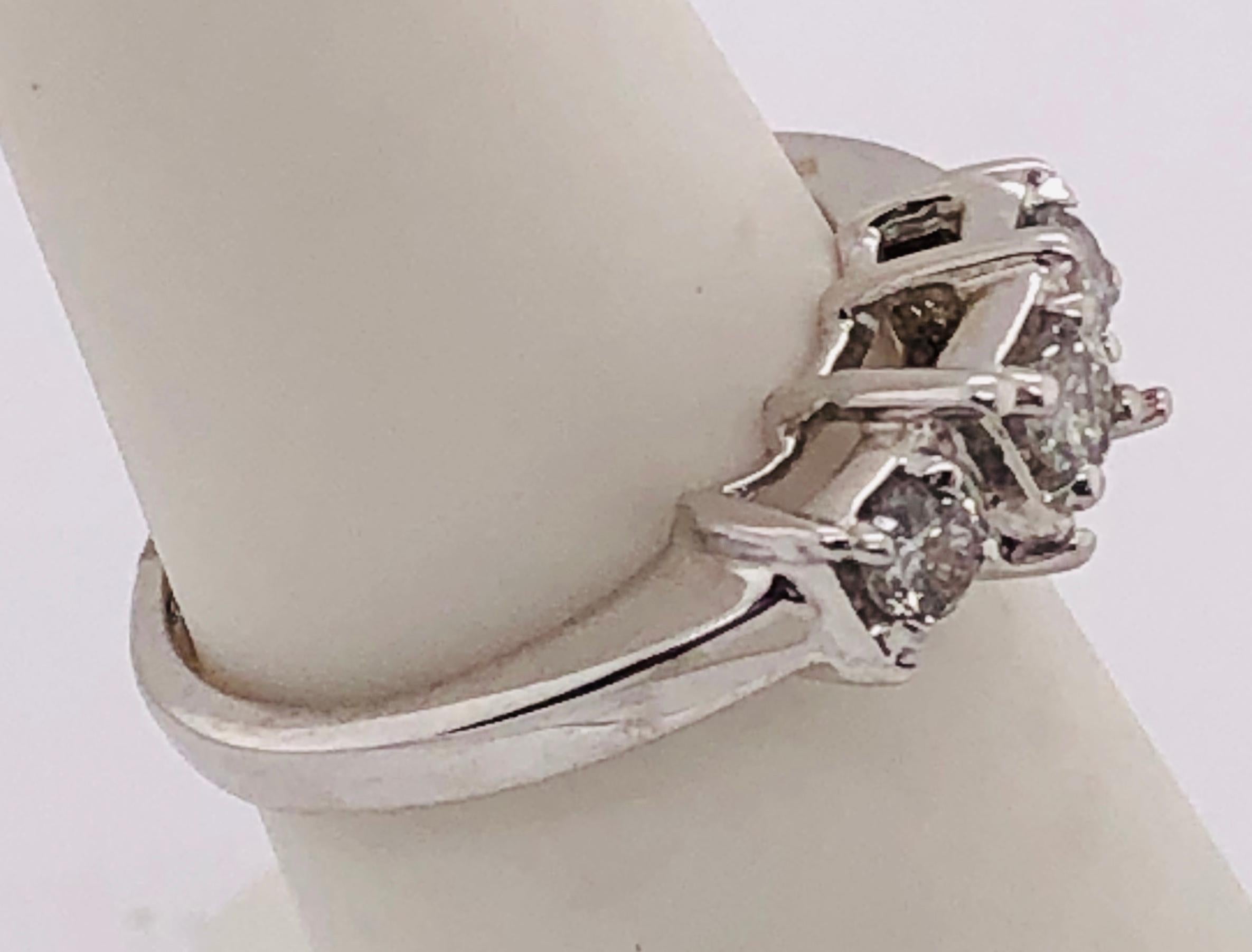 Cushion Cut 14 Karat White Gold Three-Stone Engagement Bridal Band Ring 0.20 TDW For Sale