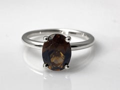 14KT White Gold Victorian Smoky Quartz Ring, 1.72 Carat