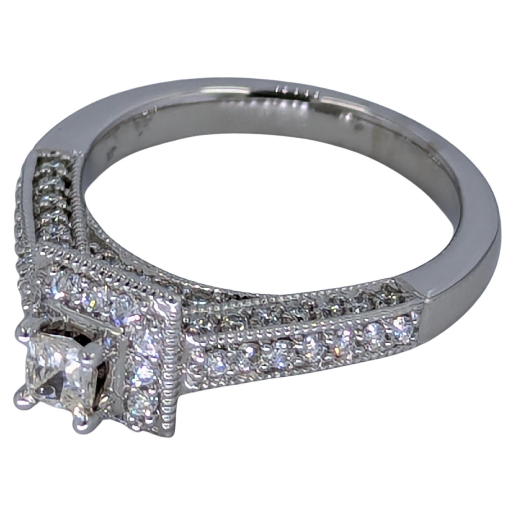 TJD 1.0 Carat Natural Round and Baguette Diamond 14KT White Gold ...