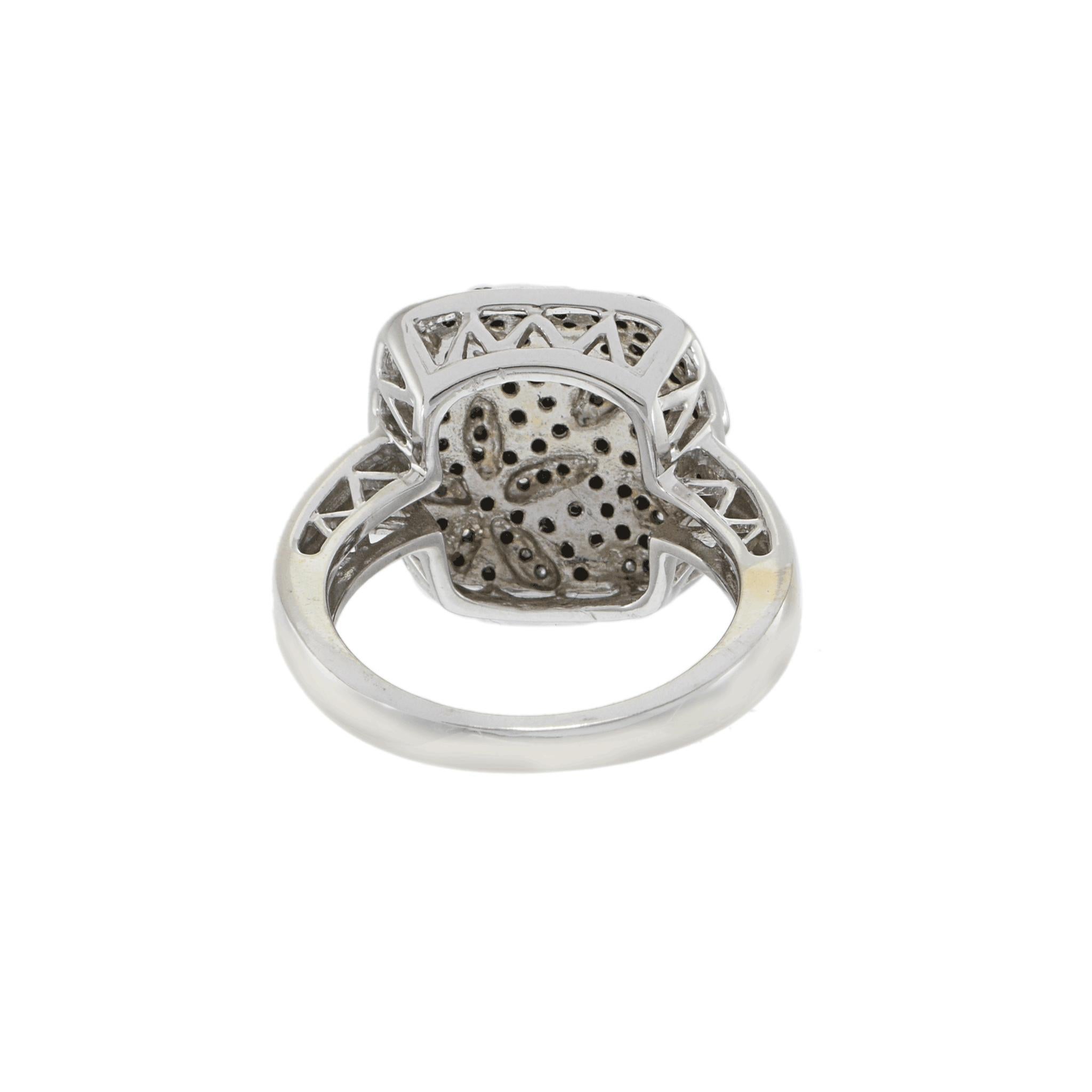 14KT White Gold White and Black Diamond Ring For Sale 2
