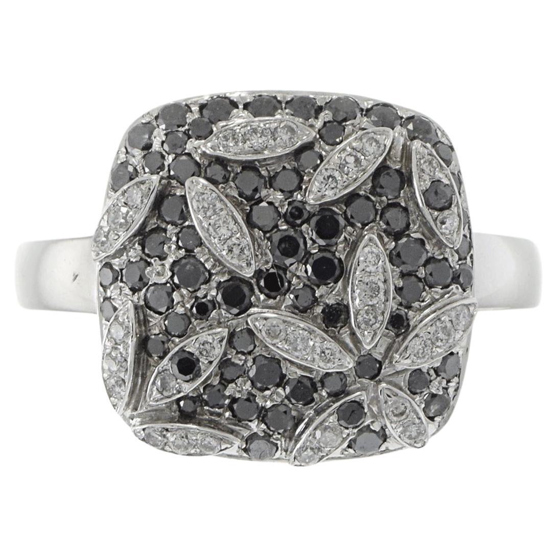 14KT White Gold White and Black Diamond Ring