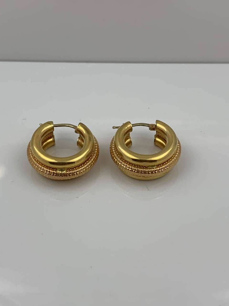 14 Karat Yellow and Rose Gold Hoop Earrings, 10.0 Grams In New Condition For Sale In Wilmington, DE