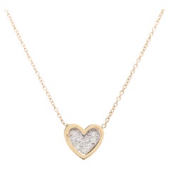 14Kt Yellow and White Gold Diamond Heart Pendant Necklace