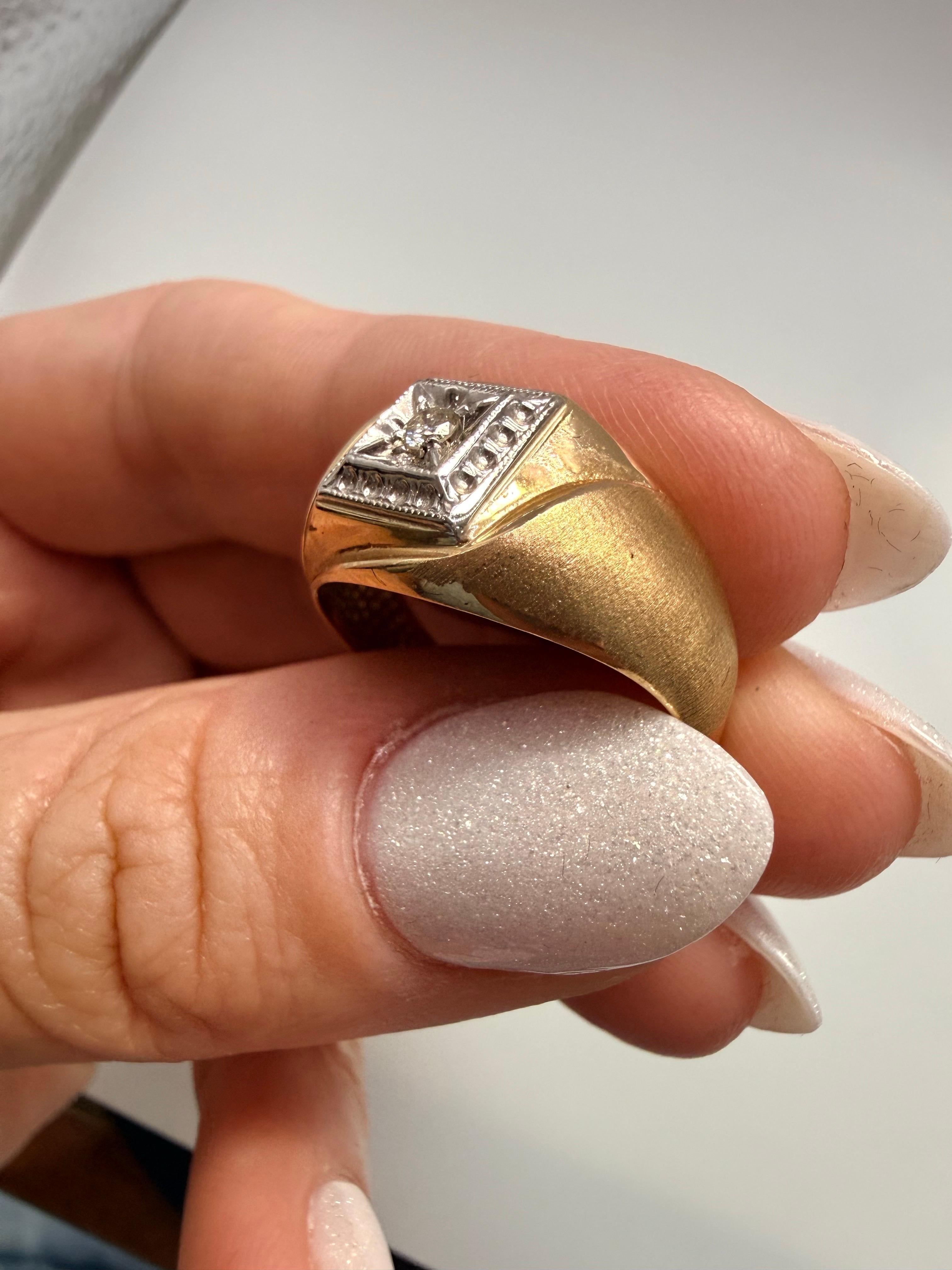 da uomo o donna Anello con diamante giallo 14KT Anello con diamante da uomo anno sconosciuto in vendita
