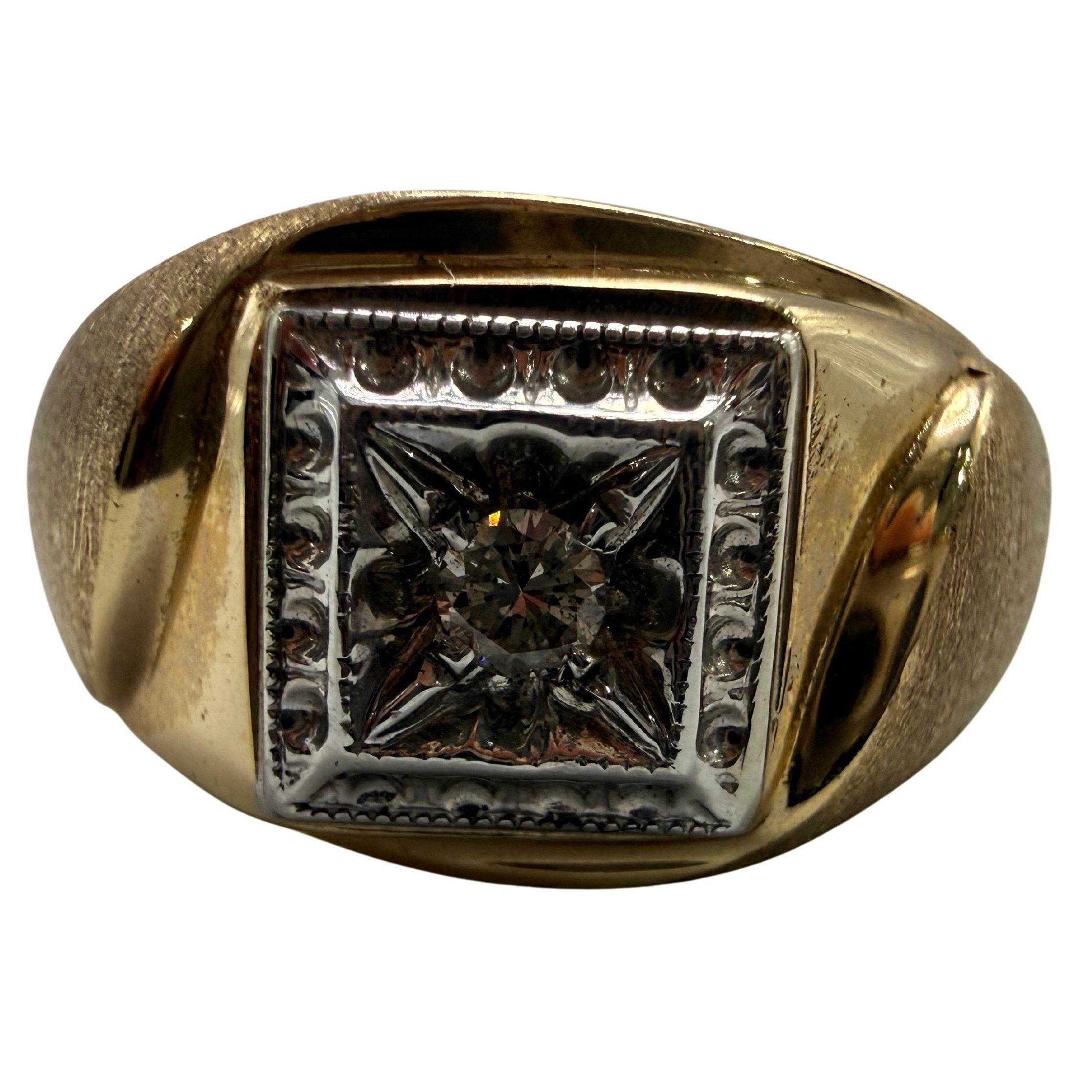 14KT yellow diamond ring mens diamond ring year unknown