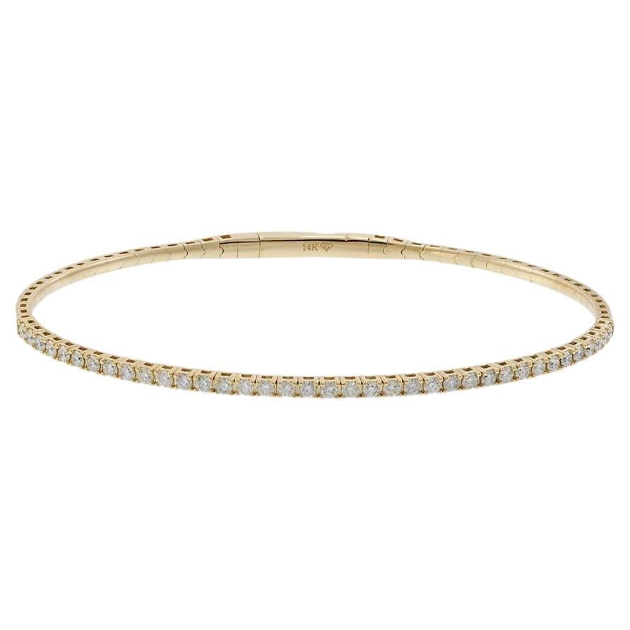 14KT Yellow Gold 1.00ct Diamond Flex Bangle