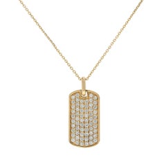 14KT Yellow Gold 1.00CT-TW Pavé Diamond Dog Tag Pendant Necklace