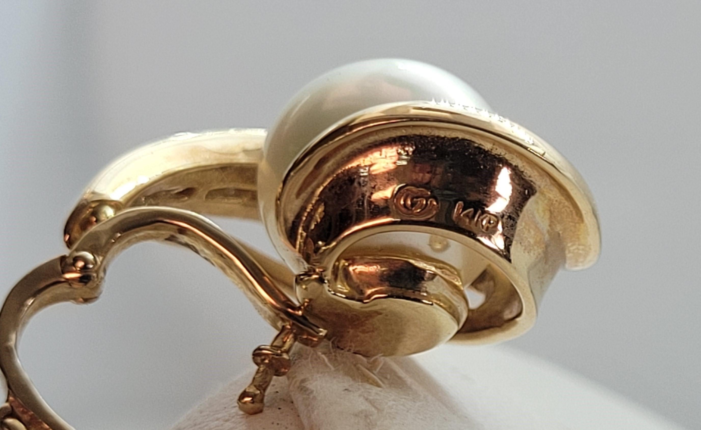Moderne 14kt Yellow Gold 11mm Cultured Pearl Diamond Enhancer .15cttw, 6.7 grammes en vente