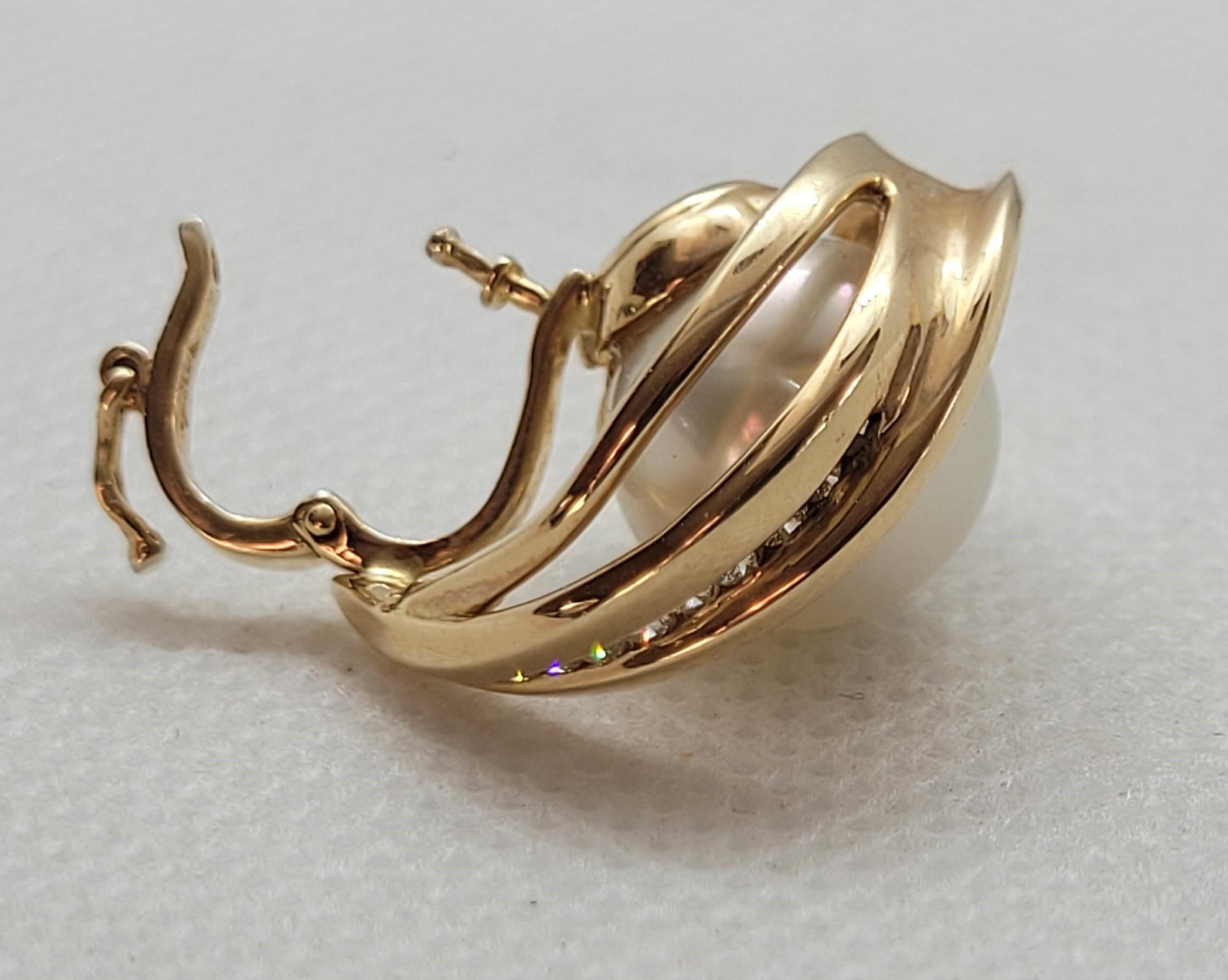 Taille ronde 14kt Yellow Gold 11mm Cultured Pearl Diamond Enhancer .15cttw, 6.7 grammes en vente
