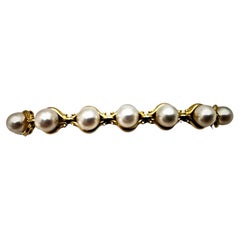 14kt Yellow Gold 15 ~ 6.5m Pearls 8mm Wide 6 3/4" Bracelet Figure 8 Safety Clasp