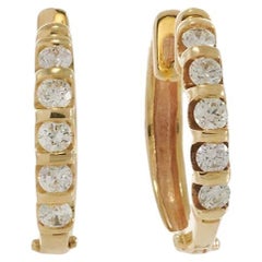 14KT Yellow Gold 15mm Round Diamond Huggie Earrings