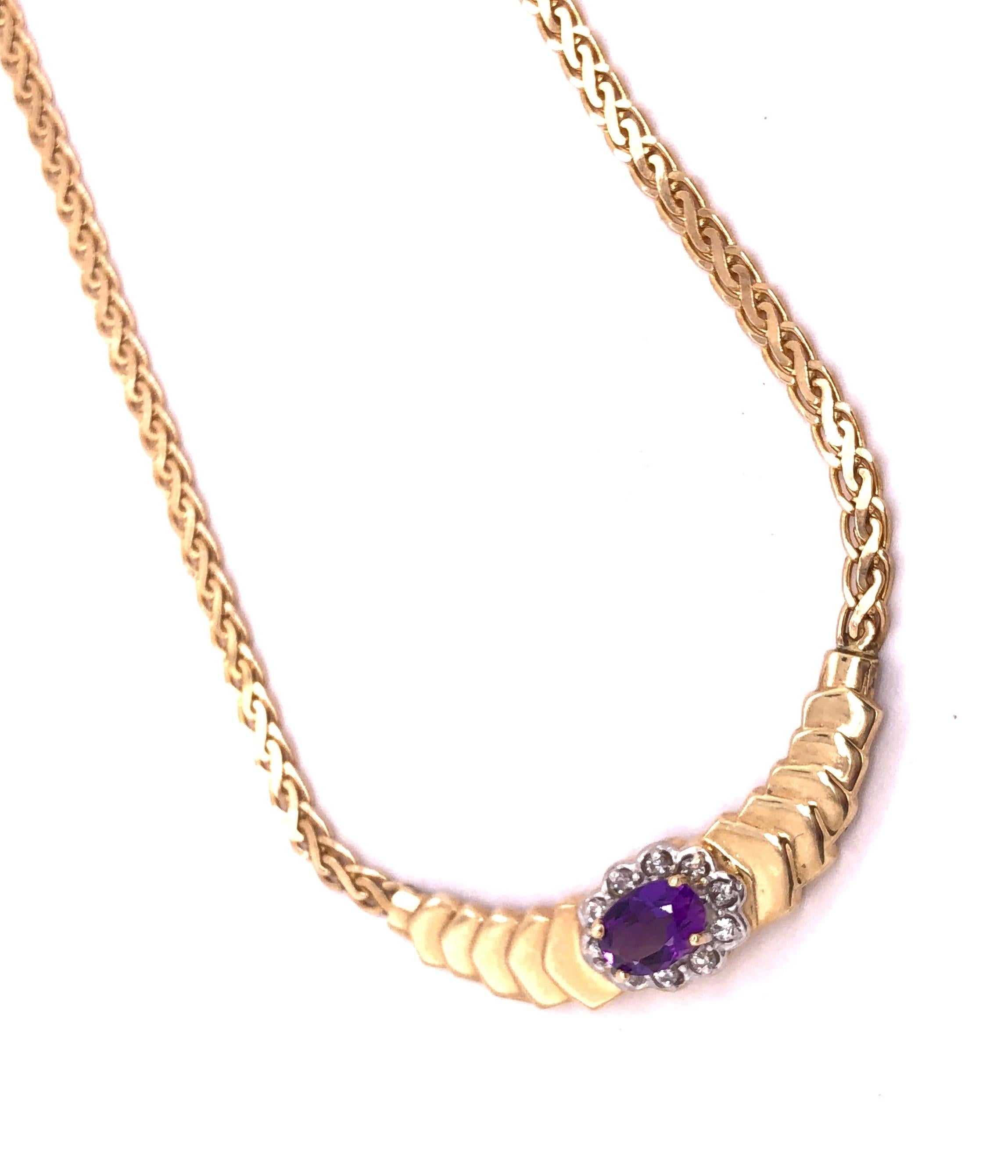 14 Karat Yellow Gold Cable Necklace 0.10 Total Diamond Weight For Sale 5