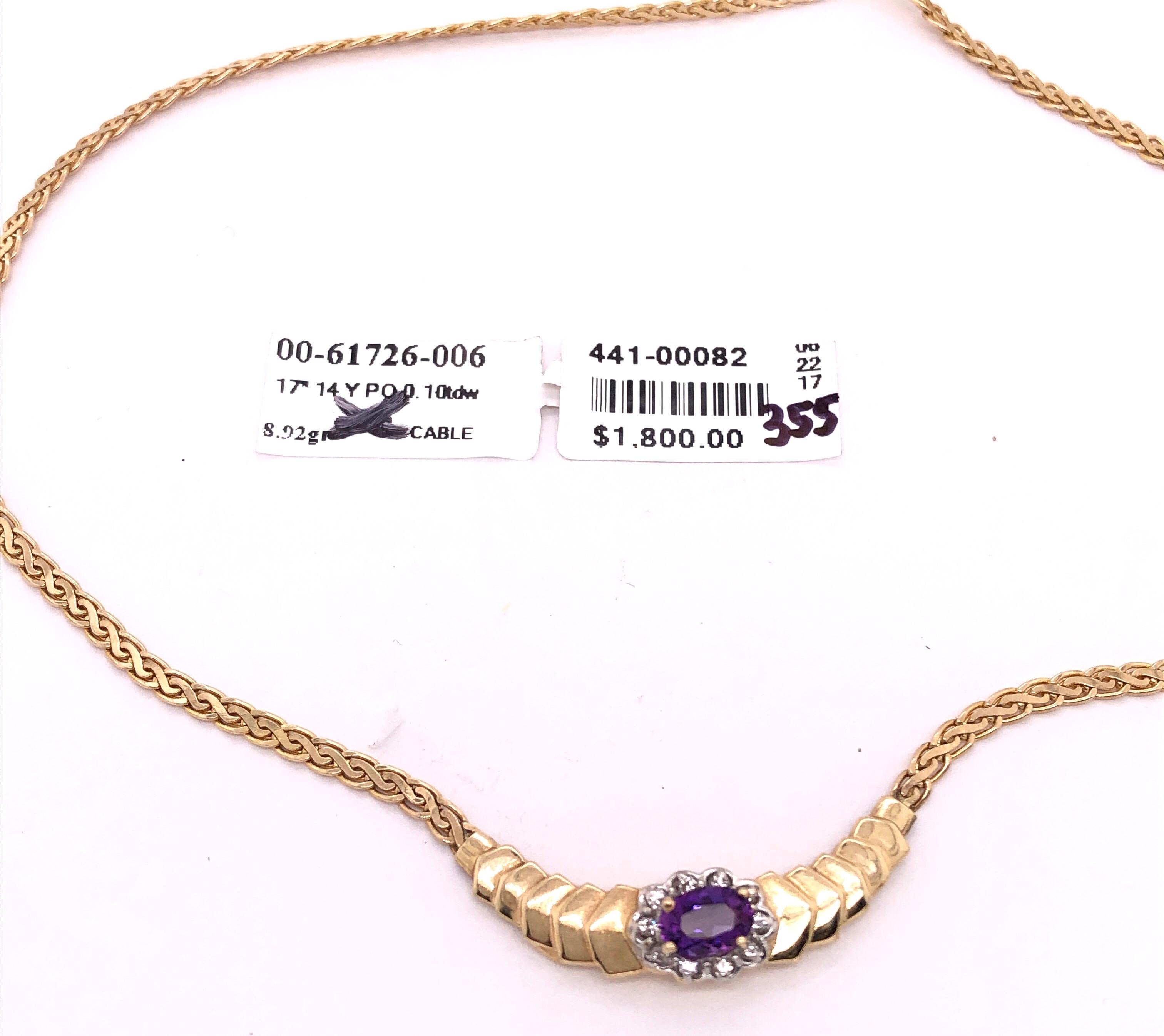 14 Karat Yellow Gold Cable Necklace 0.10 Total Diamond Weight For Sale 6