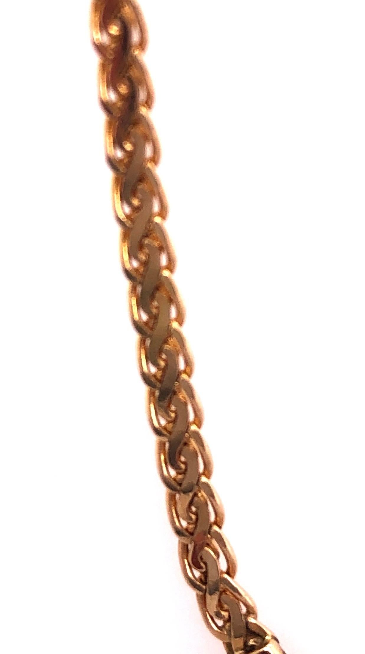 14 Karat Yellow Gold Cable Necklace 0.10 Total Diamond Weight For Sale 4