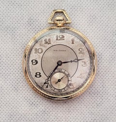 14kt Yellow Gold  1923 Waltham Pocket Watch 44mm Case Serviced Warranty Working