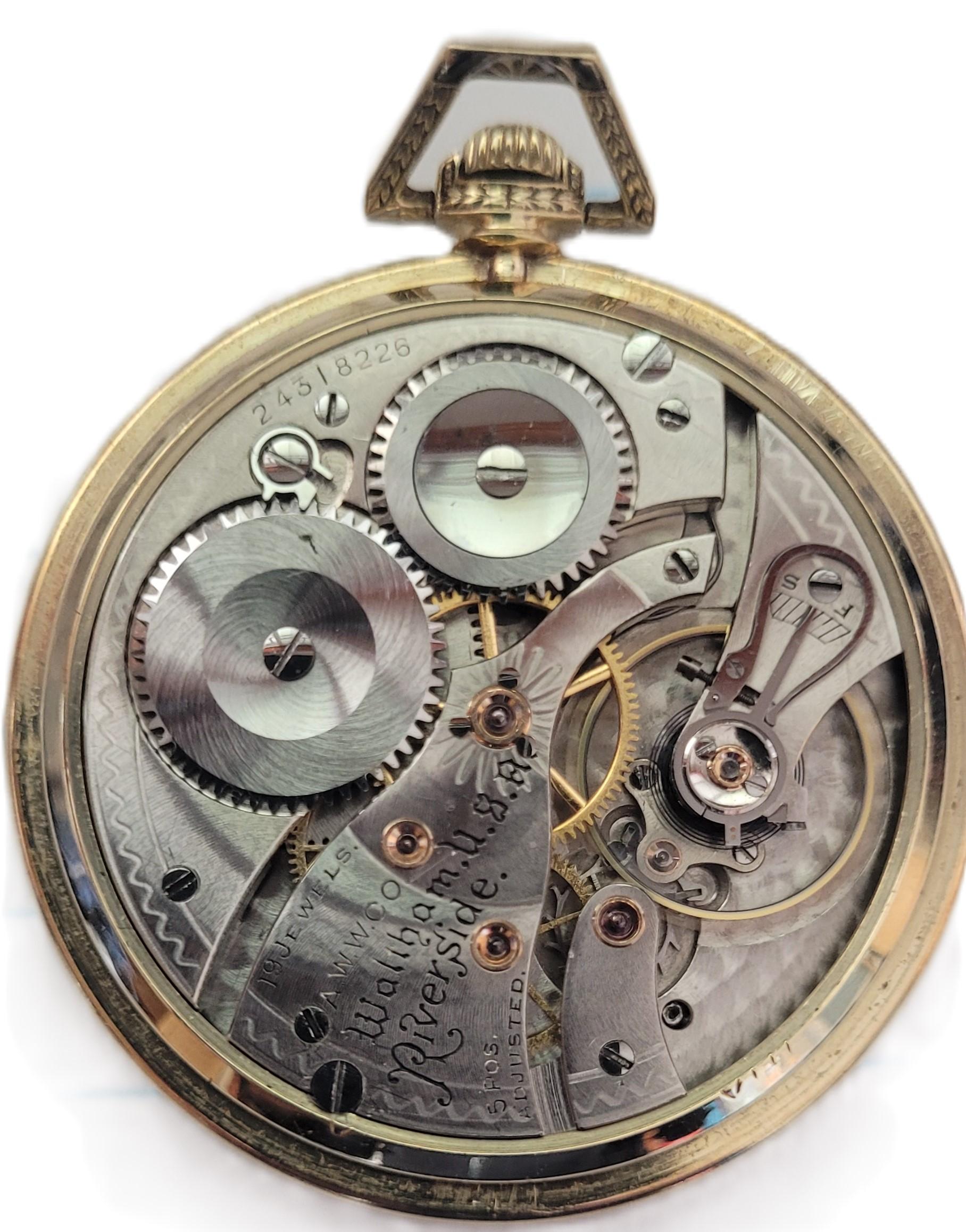 da uomo o donna Oro giallo 14kt  1923 Orologio da tasca Waltham 44mm Cassa revisionata Garanzia funzionante