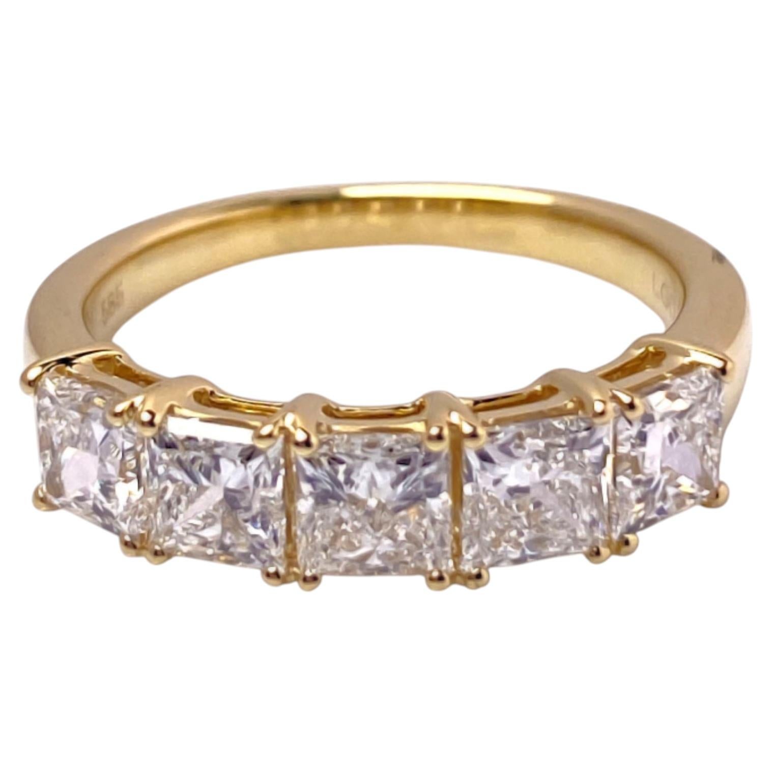 14KT Yellow Gold 2.0 Cts Five-Stone Princess-Cut Diamond Band