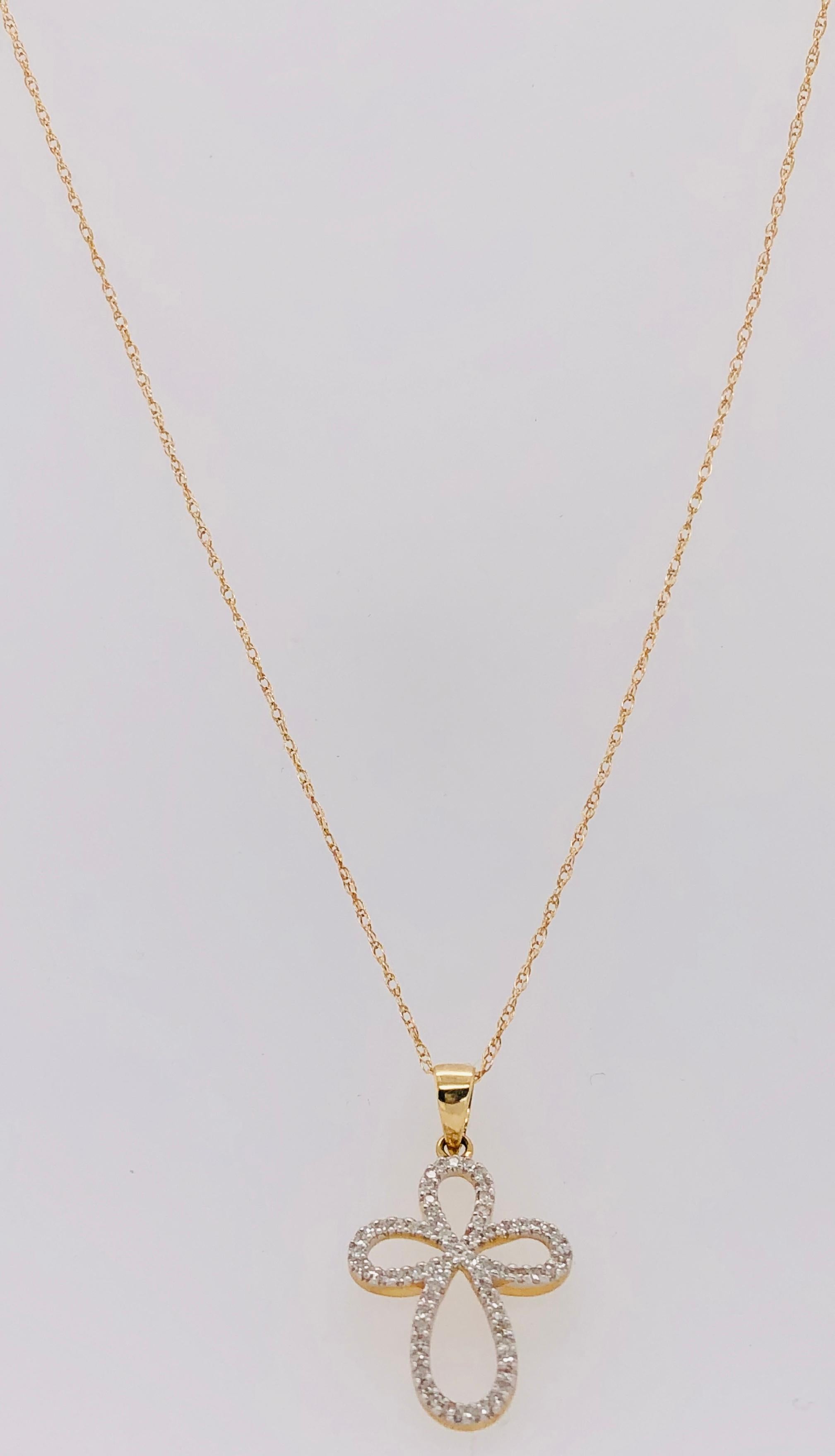 14 Karat Gelbgold Halskette mit diamantbesetztem Anhänger 0,25 TDW für Damen oder Herren im Angebot
