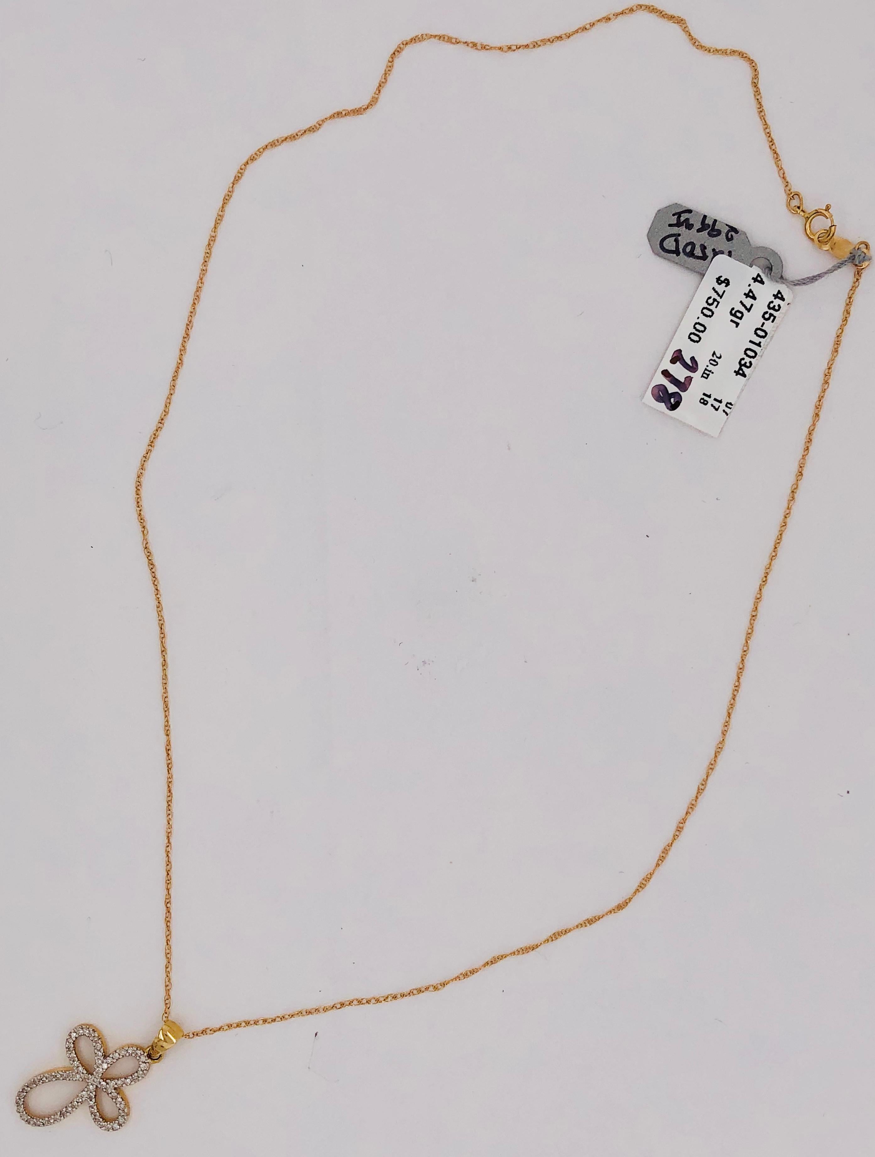 14 Karat Gelbgold Halskette mit diamantbesetztem Anhänger 0,25 TDW im Angebot 4
