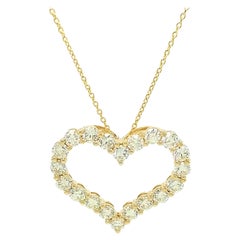 14Kt Yellow Gold 2.00ct Diamond Heart Pendant Necklace