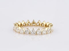 Anello Eternity in oro giallo 14 carati con diamante naturale da 2,0 carati a forma di cuore, taglio a cuore