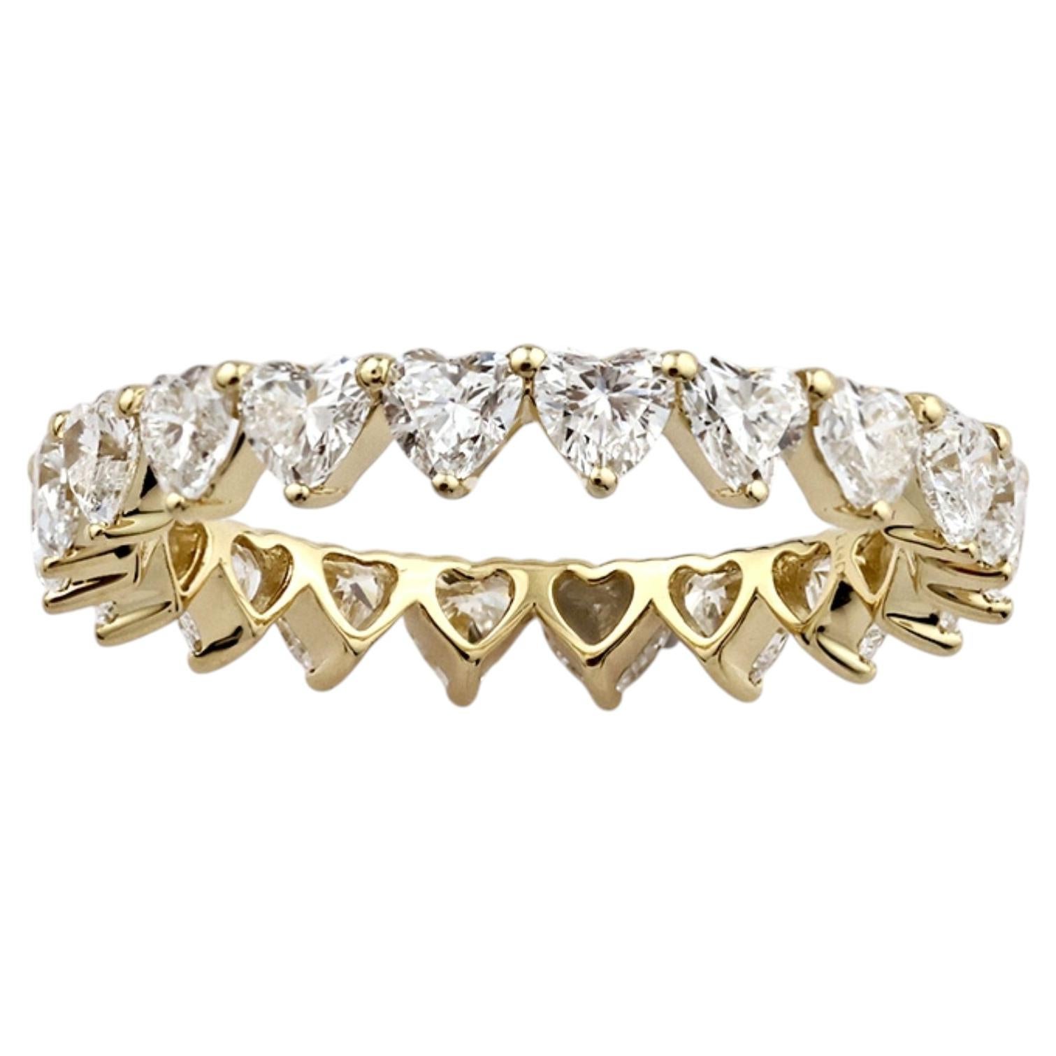 Anello Eternity in oro giallo 14 carati con diamante naturale da 2,0 carati a forma di cuore, taglio a cuore in vendita