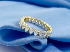 14KT Yellow Gold 2.11Cts Natural Diamond Pear-Cut Eternity Ring