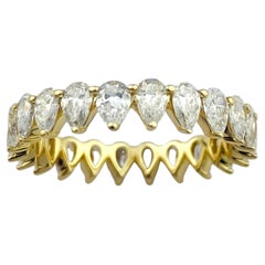 14KT Yellow Gold 2.11Cts Natural Diamond Pear-Cut Eternity Ring