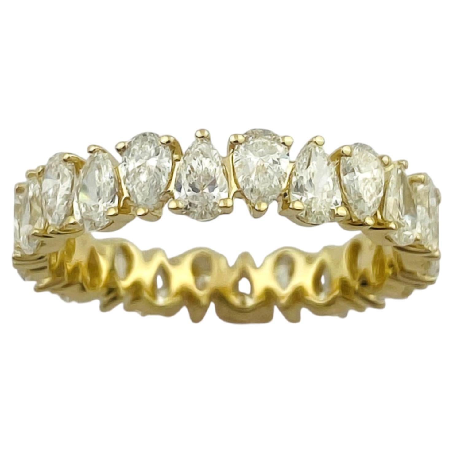 14KT Yellow Gold 2.30Cts Natural Diamond Pear-Cut Eternity Ring