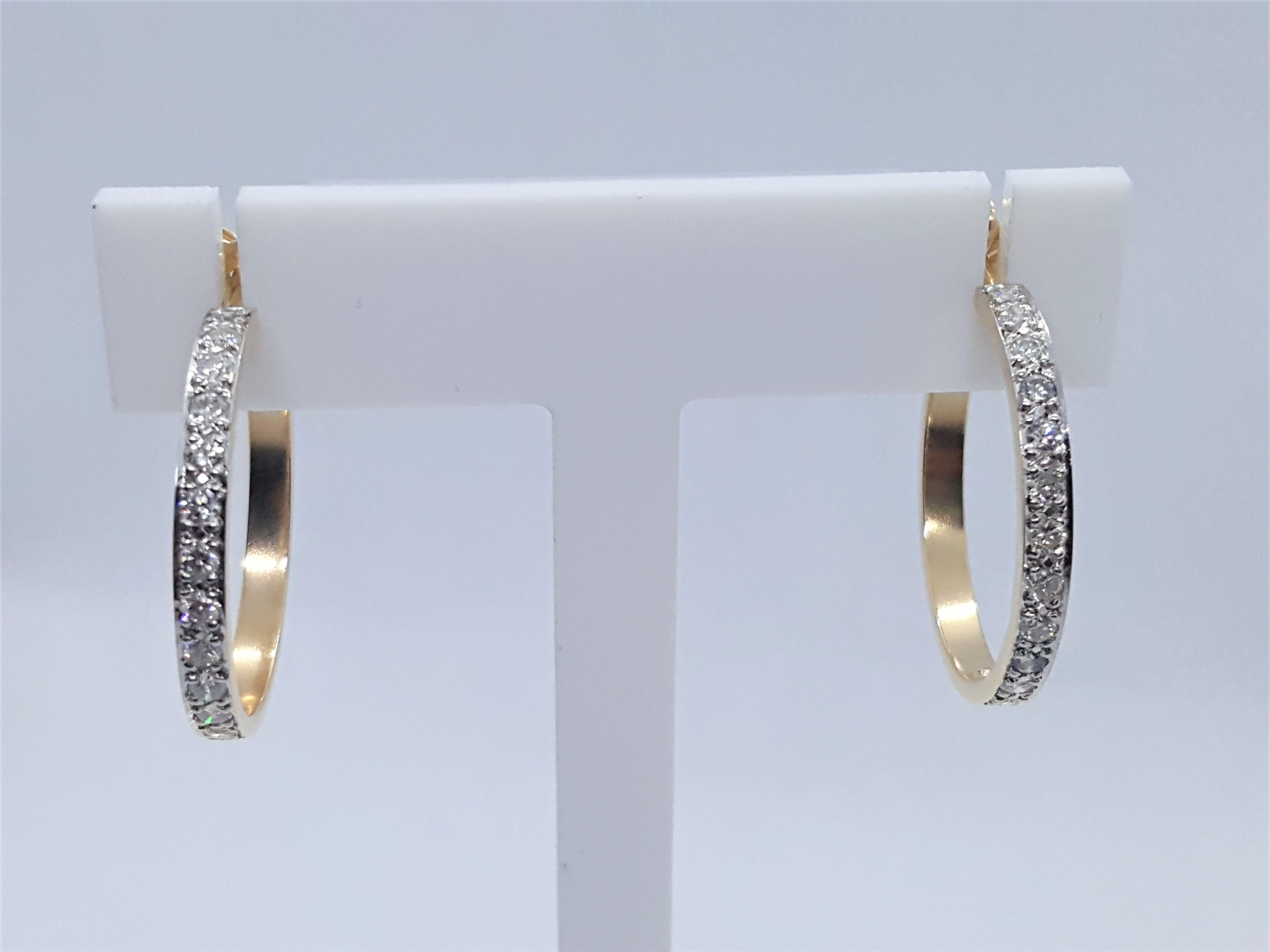 14kt Gold Filled Tri-Color 4-Sided Diamond Cut Boucles d'oreilles Créoles 