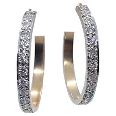 Créoles en or jaune 14 carats avec perles et diamants de 0,30 carat poids total, fermoirs à franges