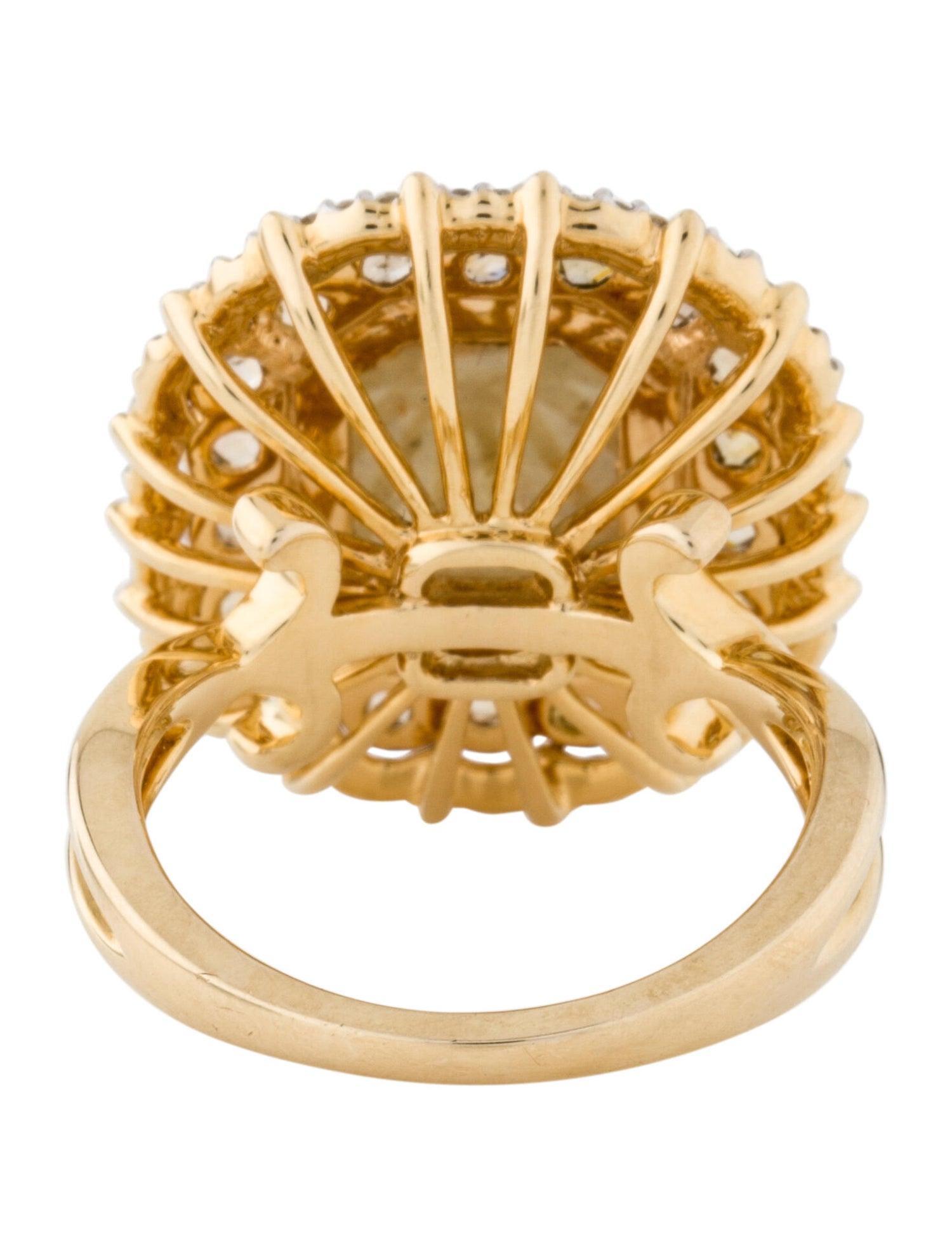 Artisan 14Kt Yellow Gold 4.20ct Diamond Cocktail Ring For Sale