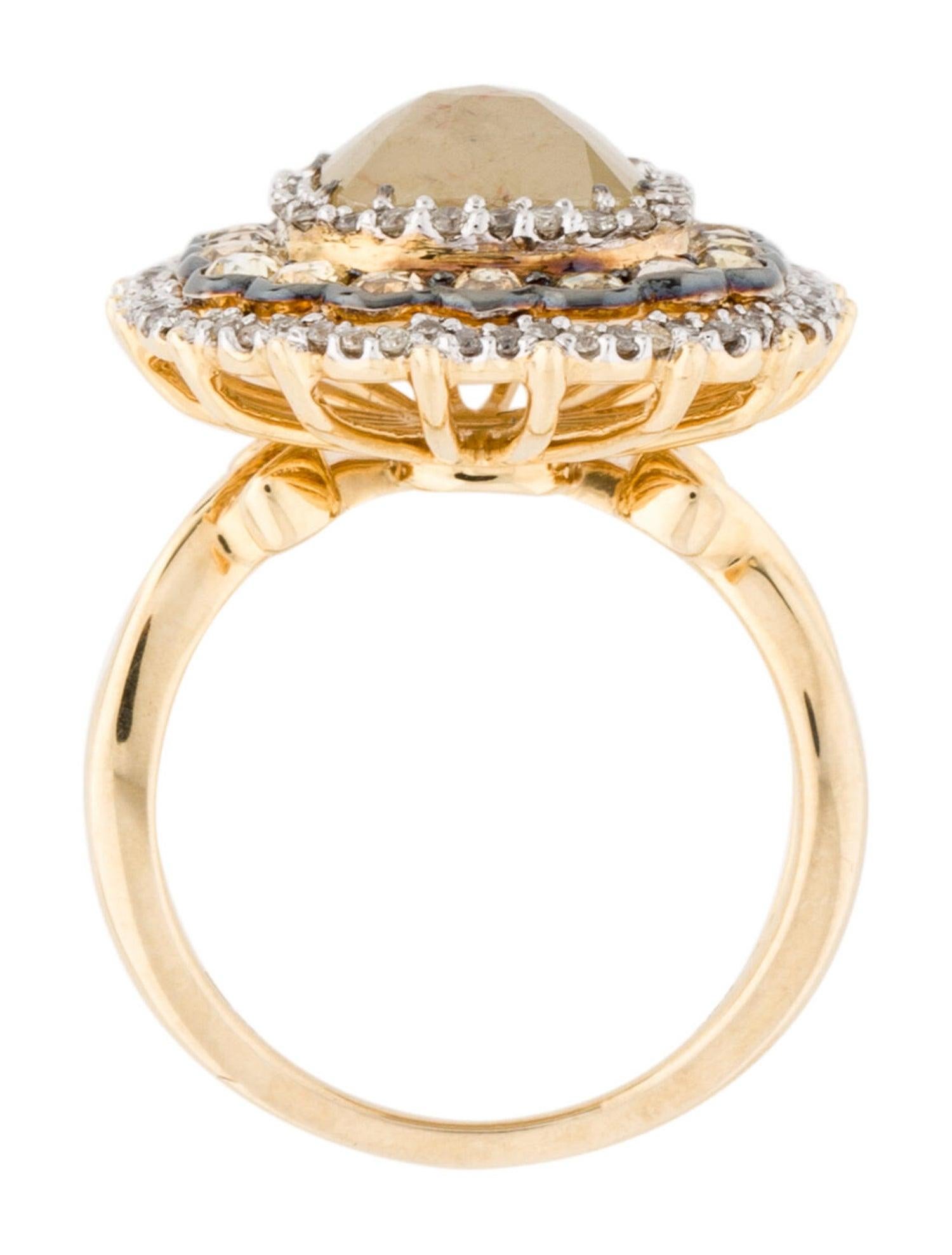 Mixed Cut 14Kt Yellow Gold 4.20ct Diamond Cocktail Ring For Sale