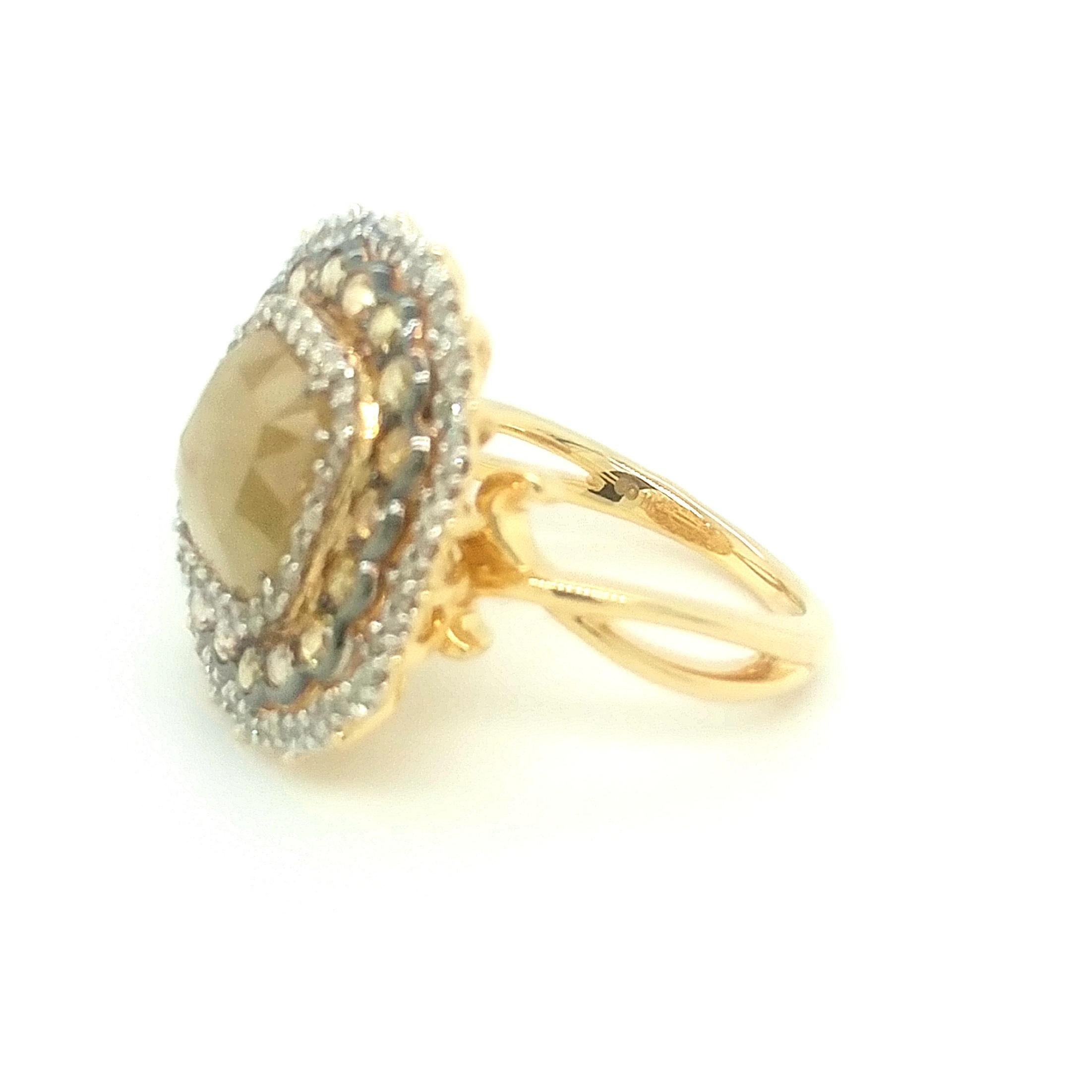 14Kt Yellow Gold 4.20ct Diamond Cocktail Ring In Excellent Condition For Sale In New York, NY