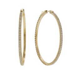 14KT Yellow Gold 45mm Diamond Flex Hoop Earrings