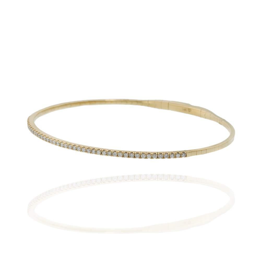 Brilliant Cut 14KT Yellow Gold .50ct Diamond Flex Bangle For Sale
