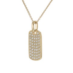 14KT Yellow Gold .50CT-TW Pavé Diamond Dog Tag Pendant Necklace