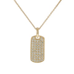 14KT Yellow Gold .50CT-TW Pavé Diamond Dog Tag Pendant Necklace