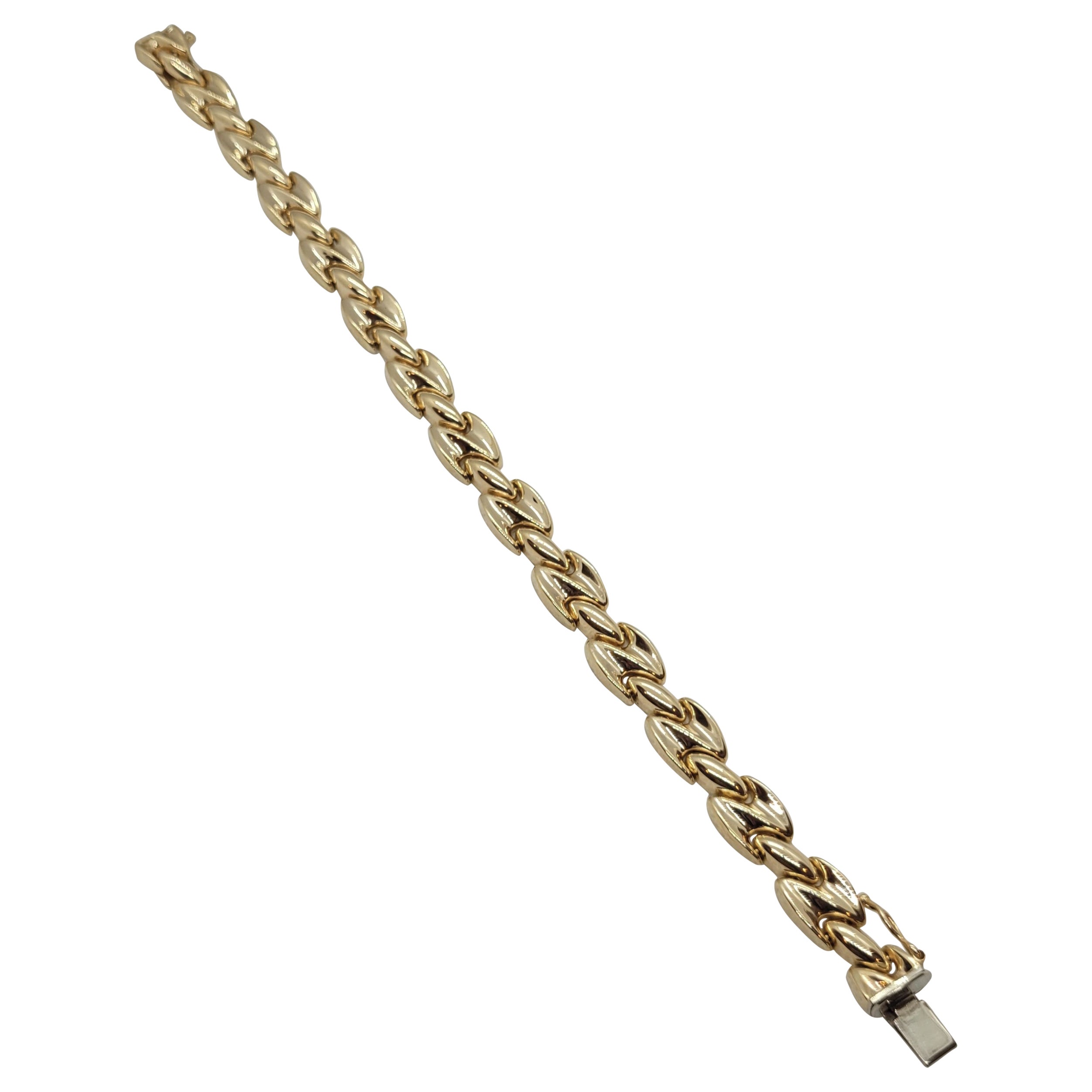 14kt Gelbgold 7 Zoll Gliederarmband, Italienisch, 8 mm breit, 13,2 Gramm, Designer im Angebot